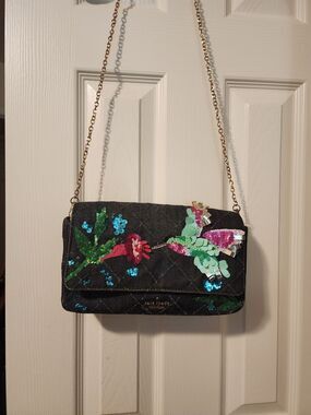 Rare Kate Spade Emerson Place Hummingbird Serena Denim Shoulder Bag Purse